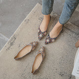 2024 Pointed Toe Women Flat Rhinestones Loafers Autumn Rivets Classic Ladie Flats Shoes Women's Ballet Flats Soft Boat