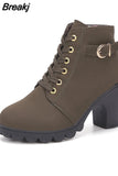 Ankle Boots for Women Autumn Winter 2023 Fashion Woman High Heel Shoes Female Brown Short Leather Booties Botines