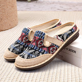 Fashion Women's Shoes Bohemia Style Embroidered Linen Breathable Outdoor Casual Slippers Shoes for Women Zapatos De