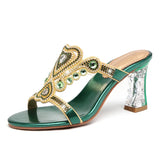 Women With Crystal High-Heeled Sandals Wear 2024 New Diamond Sandals In Summer. Roman Slippers Are
