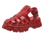 Fashion Gladiator Women Narrow Band Cross-tied Platform Square Heel Peep Toe Rome Design Sexy Mature Shoes