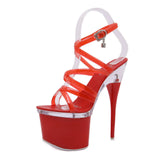 Women Sandals Shoes Steel Tube Dancing Striptease Female Shoes Model high-heeled 17.5CM Sandals Transparent Wedding