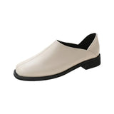 New Women Shoes Korean Version Square Toe Flat Casual Work Shoes Female Slip on Retro Loafer Zapatillas