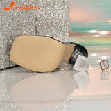 Style Sexy Super High Heeled Women Sandals 2023 New Fashion Rhinestones Shoes Clear Spaghetti Strap Crossover Heels