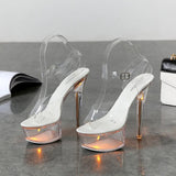 Up Glowing Shoes Woman Luminous Clear Sandals Women Platform Shoes Clear High Heel Transparent Stripper Wedding