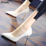 2022 New Korean Version Of High Heels 9 CM Women All-match Pointed Shallow Stiletto Black White Single Shoes Women