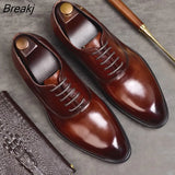 Mens Formal Shoes Genuine Leather Oxford Shoes For Men Italian 2020 Dress Shoes Wedding Laces Leather Business Shoes