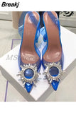 Heels Woman PVC Sandals 2023 Sexy Crystal Heeled Slingbacks Women Pumps Summer Shoes High Heels Wedding Bride