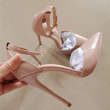 Strap classic pointed toe high heeled exquisite elegant single shoes 12cm high heel party women shoes QP121