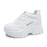 White Chunky Sneakers Women Fashion Thick Sole Platform Sport Shoes for Women Spring 2023 PU Leather Zapatillas De