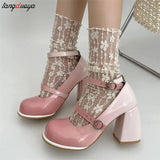 Platform Mary Janes Shoes Women Fashion Shallow Japanese Style Women's Girls High Heel Lolita Shoes for Woman high