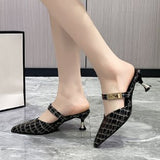 Pointed Toe Mules Fashion Women Slippers Casual Women's Shoes Women High Heels Elegant Ladies Outdoor