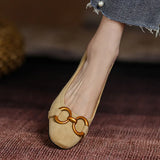Women Spring Pumps Fasion French Retro Square Toe Brushed Metal Thick Medium Heels Boat Female Slip-on Professional Shoes