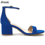 2023 Women Sandals Open Toe Chunky Med High Heels Casual Women's Sandals Black Nude All-match Female Pumps
