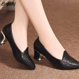 women fashion high quality snake skid pattern black pu leather office shoes lady cool high heel pumps for party