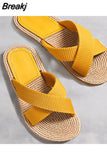 New Slippers Summer Cross Drag Fashion Hemp Rope Outer Wear Slippers Casual Sandal and Slippers Casual Mixed Color
