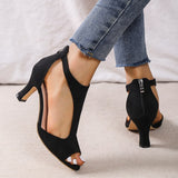 for Women 2023 New Modern Sandals Women's Sandals Sexy Party Sandals Women Zipper Heeled Sandals Open Toe Shoes