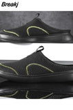 Men Slippers Mesh Air Summer Shoes Man Outdoor Sandals Breathable Mules Super Light Male Slipper Non-slip Flats 48 for