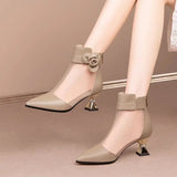 New Thick Heel Women Boots Pointed Toe Retro British Style Sandals Women Mesh Breathable Women Shoes Shoes for