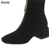 Autumnn Early Winter Shoes Women Boots Fashion Ladies High Heels Boots Women Ankle Boots Square Heel 6cm