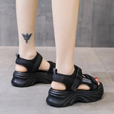 Women's Black Chunky Sandals Summer 2023 Fashion Platform Walking Shoes Woman Thick Bottom Non Slip Beach Sandalias