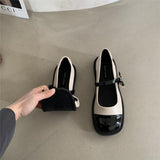 Mary Jane Shoes Women's Shoes 2024 New French Spring Shallow-Mouth Soft Flat-Soled Small British Leather
