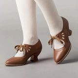 European and American Hollow Out High Heel Shoes for Women Lace Up Large Casual Shoes Women Shoes Zapatos De Mujer size