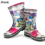 Boots Women 2023 Mixed Colors Ladies Rubber Boots Fashion Waterproof Rainboot Non-Slip Low Heel Women Shoes