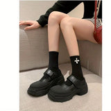 New Arrival Women Pumps Round Toe Platforms Hook&Loop Genuine Leather Thick High Heels Shoes Woman Size