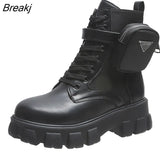 Botas Women Motorcycle Ankle Boots Wedges Female Lace Up Platforms Spring Black Leather Oxford Shoes Women Botas Mujer