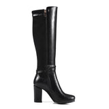 new arrivals large size 33-43 chunky high heels knee high boots woman shoes dropship black brown shoes woman