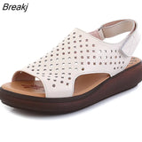 Women's Sandals Genuine Leather Platform Sandal 2023 Summer Thick Sole High Heels Ladies Sandal Summer Shoes For