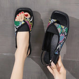 Breakj Size Flat Sandals Female 2024 New Toe Square Leisure After Elastic Roman