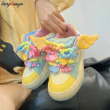 Kawaii Shoes Women Platform Sneakers 2024 Summer Cute Colorful beading Tennis Shoes Harajuku Designer Footwear