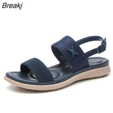 Summer Shoes Women Bohemian Sandals Holiday Shoes Casual Women Sandals Soft Ladies Beach Sandals Plus Size 42 Blue