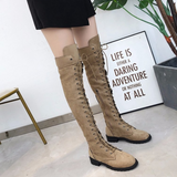 Women's Long Boots Large Women Shoes Thick Heel Lace Up High Heel Round Head Casual Knight Boots Thigh High