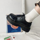 Jane Women Pumps 2023Spring Solid Lace-up Platform Shoes Round Toe Casual Zapatillas Mujer Black 4.5CM High Zapato De