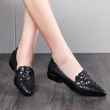 New Mid Heel Casual Shoes for Women Heels Wedding Hollow Out Black Square Heel Formal Shoes Work Lady Fall Zapatilla