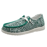 Spring New Flat Women Shoes Fashion Canvas Print Lace Up Loafers Shoes Woman Lightweight Non-Slip Casual Flats