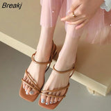 Fashion Ladies Sandals Chunky Heel Brand Elastic Slippers Summer 2023 Sandals Solid Color Elegant Mules Ladies