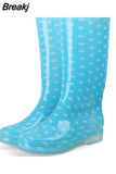 Women Rain Boots Waterproof Lightweight Knee-High Garden Shoes Woman Flower Rubber Platform Work Boot Botas De