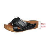 Breakj Thick Bottom Hollow Slippers Female Large Size Leisure One Foot Pedal Stitching Solid Color Sandals