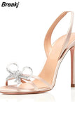 Butterfly Knot Sandals Woman Summer 2023 Back Strap Slingback Ladies Stiletto High Heel Dance Shoes Sexy Women