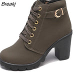 Size 35-43 Winter Casual Women Pumps Warm Ankle Boots Waterproof High Heels Snow 2020 Shoes Botas Patent Botas