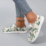 Canvas Print Women Flat Shoes 2023 Autumn Lightweight Slip On Loafers Woman Comfortable Outdoor Casual Sneakers Big