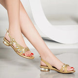 New Flat Sandals Women Wear High Heels Golden Diamond Bohemian Diamond Sandals With Thick