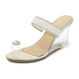 Wear Outside Summer Slippers Candy Color Sandals Ankle Strap 8CM Walk Show Super High Heels Peep Toe Wedding Women