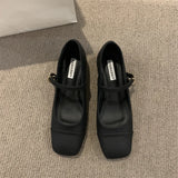 And Winter 2024 New Style Thick-Heeled Mary Jane Shoes With Square Head Style With Skirt And Single Shoes For Women's