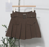 Real Shooting Hottie Retro Bright Line Dress Women Walk Light 100-Fold Skirt High-Rise Thin A Short Skirt