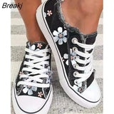 Women's Shoes Fashion Flower Canvas Shoes Women Lace-up Flats Shoes Platform Casual Shoes Women Loafers Zapatos
